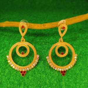 wine red chandbali drop earrings jc130